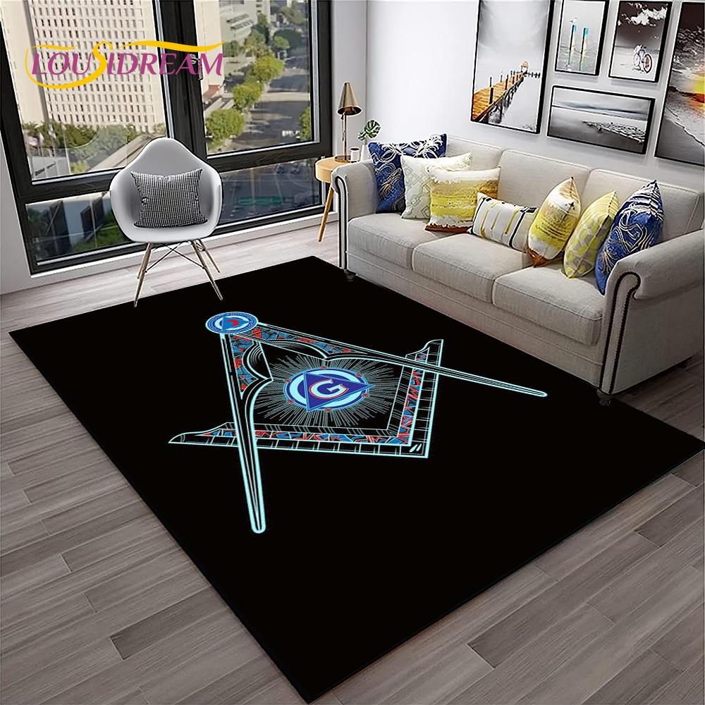 Ring Freemasonry Illuminati Masonic Carpet Rug for Home Living Room Bedroom Sofa Doormat Decor,Kid Area Rug Non-slip Floor Mat
