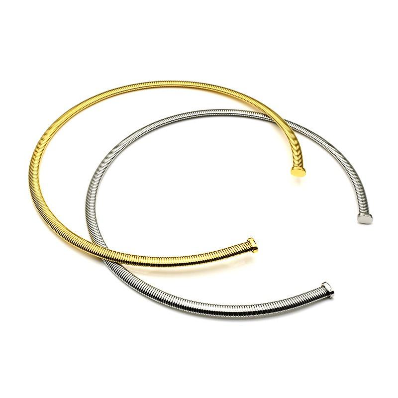 Colier Guler din Oțel Titanic Cu Deschidere Elastică Design Geometric Femei Placat cu Aur 18K Reglabil 31-40cm