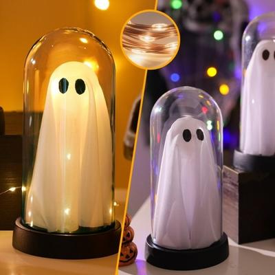 Halloween Specter Decor Light Plastic Battery Operated Light Up Specter Warm White Light Cloche Specter Lamp Spooky Room Decor