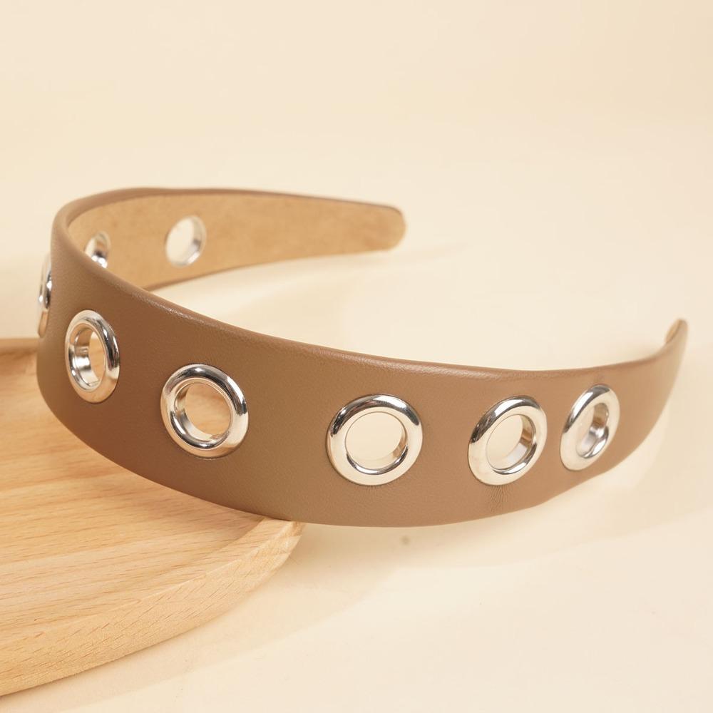 Metal Ring Hollow Metal Headband Grommet Punk Headwrap Casual Hollowed Out Eyelets Headband  Sports хаки