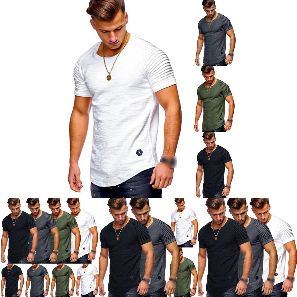 Men's Slim Fit O-neck Short Sleeve Muscle Tee T-shirt In Soft Breathable Fabric