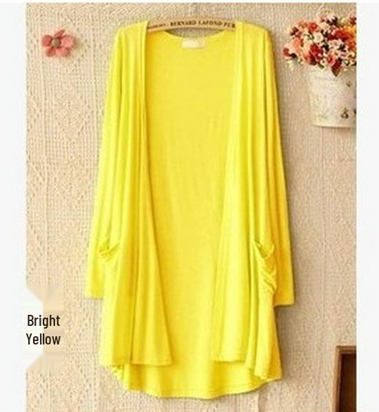 

Женский модальный кардиган на весну/лето - Длинный рукав, средней длины, большого размера, свободный, легкий, защита от солнца для пляжа или комфорта в помещении с кондиционером. One Size