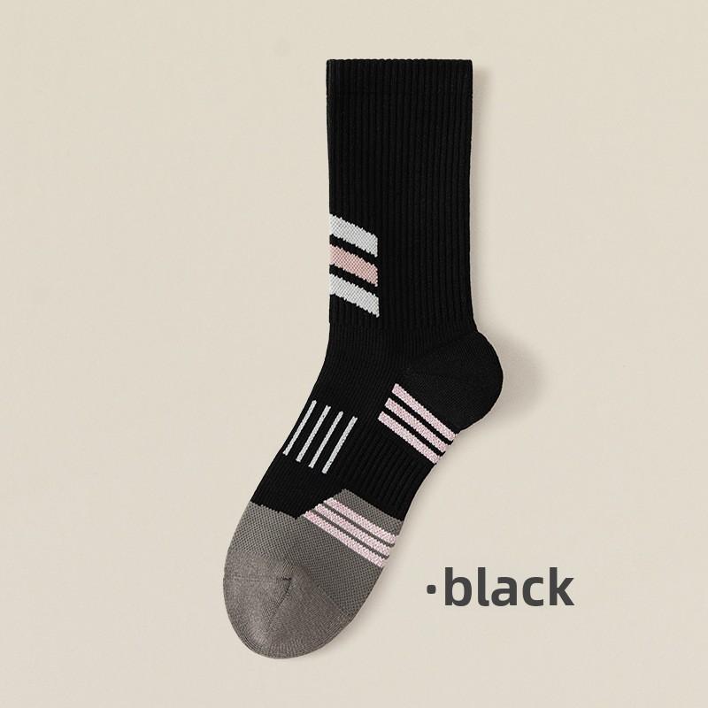 Women's Mid Crew Running Socks Color Block Hand-linked Seamless Non-slip Antibacterial Deodorant Cushion Sports Socks