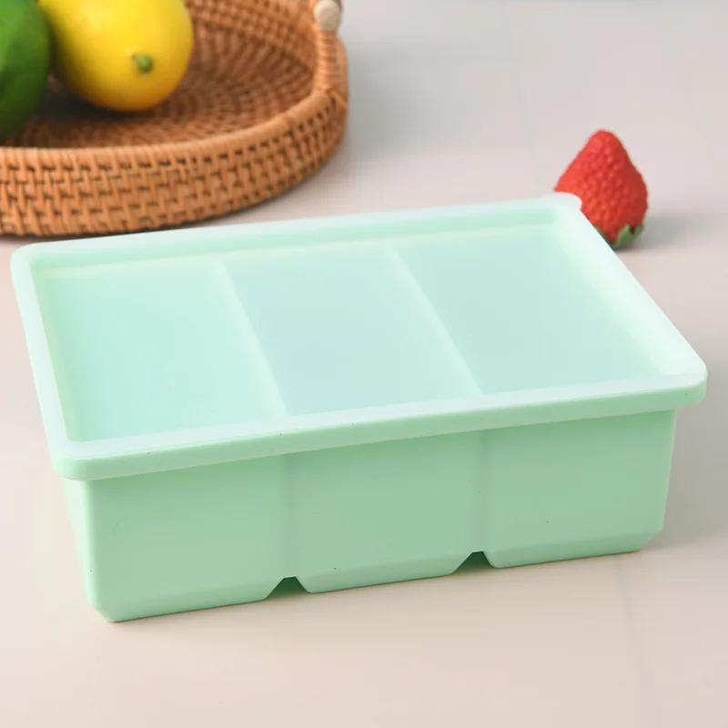 3 Grid Giant Silicone Ice Cubes Long Strip Square Whiskey Ice Tray Mold Non-Toxic Durable Ice Mold Barware Kitchen Tool Set