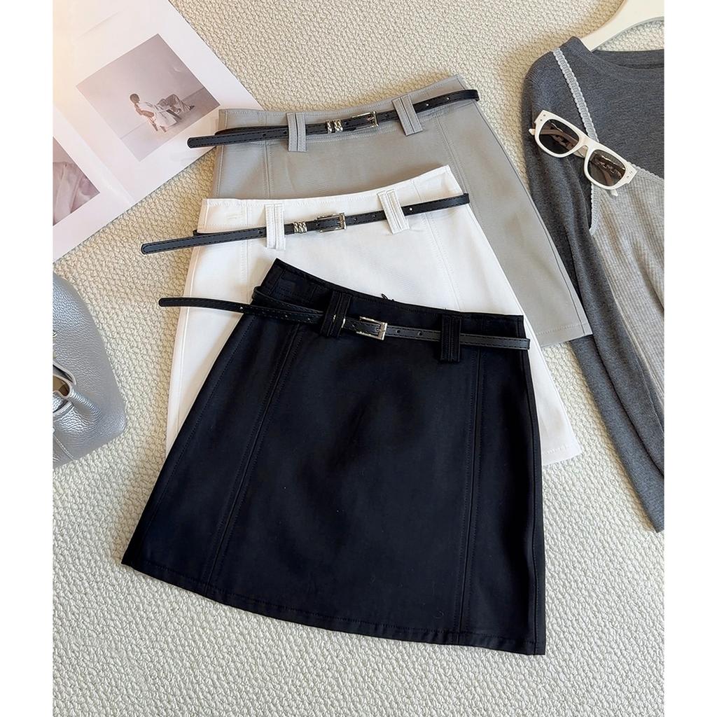 Women's High Waist Pencil Skirt Slim Fit Korean Leisure Mini Skirt Solid Color Zipper Split Skirt