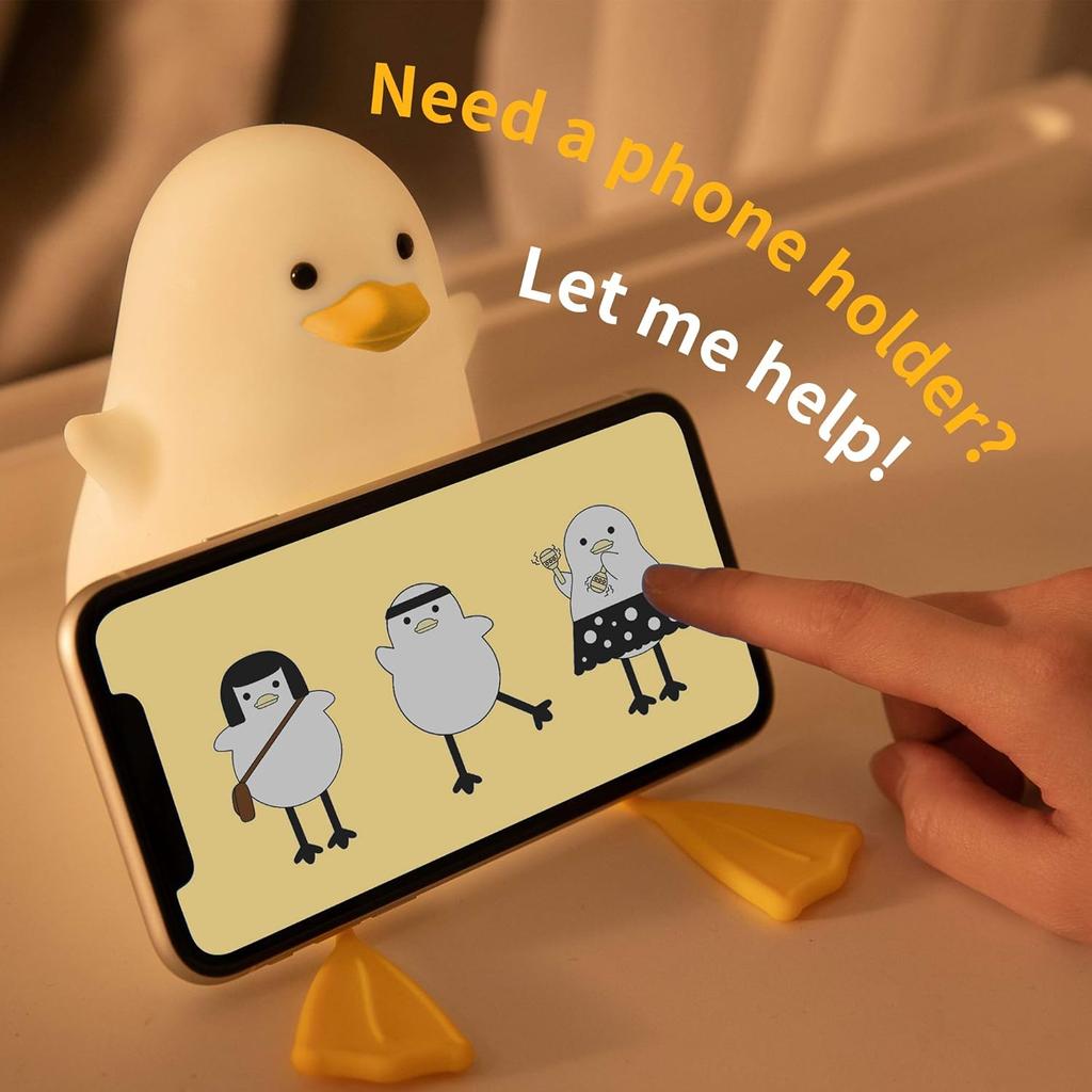 YuanDian Cute Duck Night Light, Gifts for Women Teen Girls Baby,Night Lights for Kids Bedroom Kawaii Room Decor, Cute Christmas Seagull Silicone