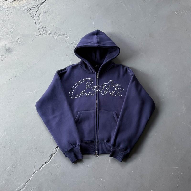 Mens Premium Embroidered Hooded Zip-Up Sweatshirt