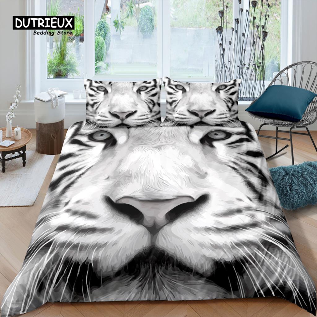 Home Living Luxury 3D Tiger Bedding Set Comfortable Duvet Cover Set Pillowcase Kids Bedding Set Queen and King EU/US/AU/UK Size