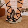 Fashion Women Sandals Summer Thick Heels Wedge Sandals Fashion Band Platform Ankle Lace-Up Wedding Party Shoes Women Sandalias De Mujer