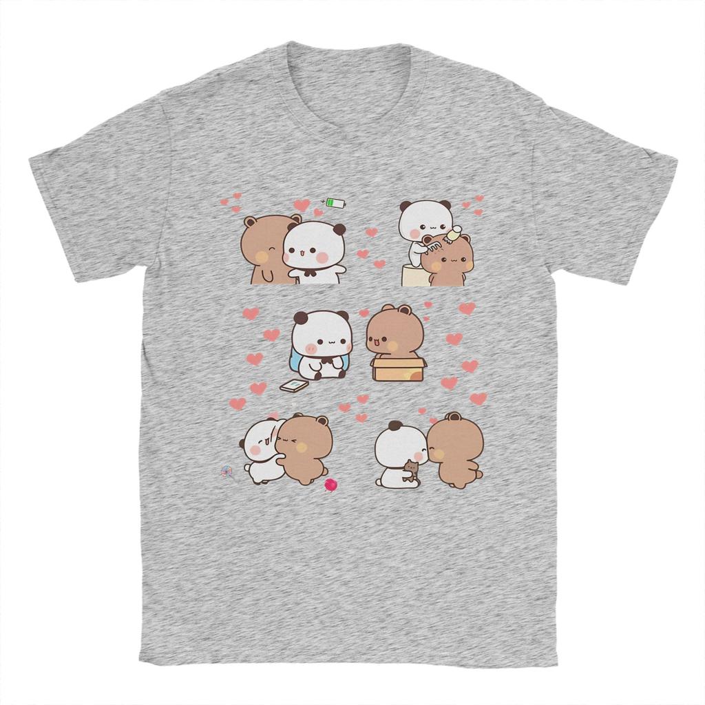 Unique Kawaii Bubu Dudu Couple Pandas TShirts Unisex Round Neck 100 Cotton T Shirt Short Sleeve Tee Shirt Unique Tops