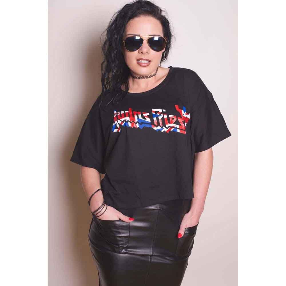 Judas Priest Unisexs Union Glitter Print Boxy TShirt Black Medium S