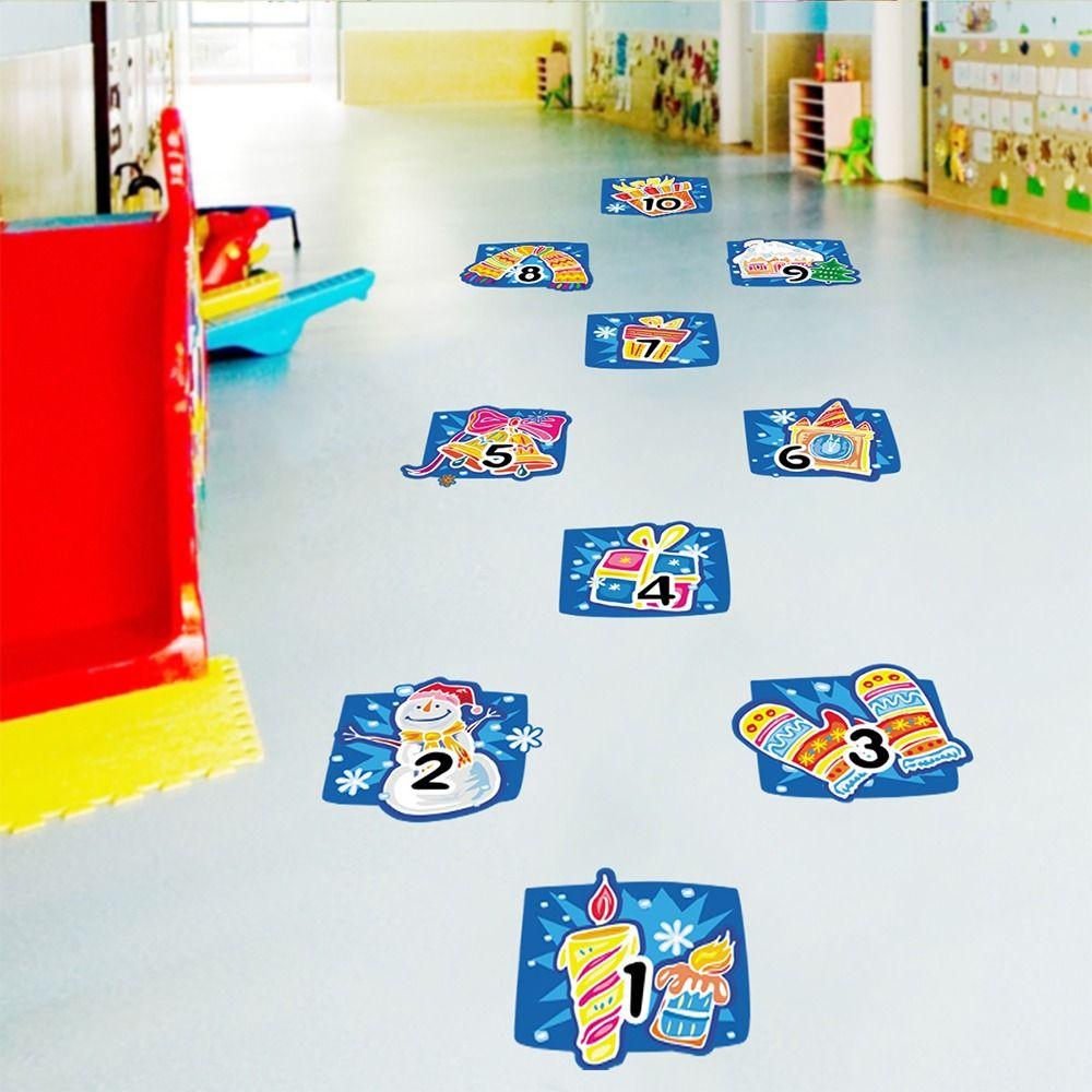 PVC Cartoon Number Grids Multicolor Flooring Decals NEW Wall Art Gift
