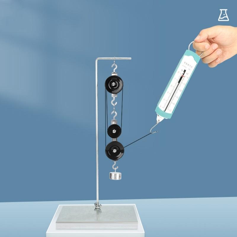 Multifunktionales Physik-Lehrmittel Flaschenzug-Apparat mit Ständer Haken und Skala für Klassenzimmer-Experimente für Schüler