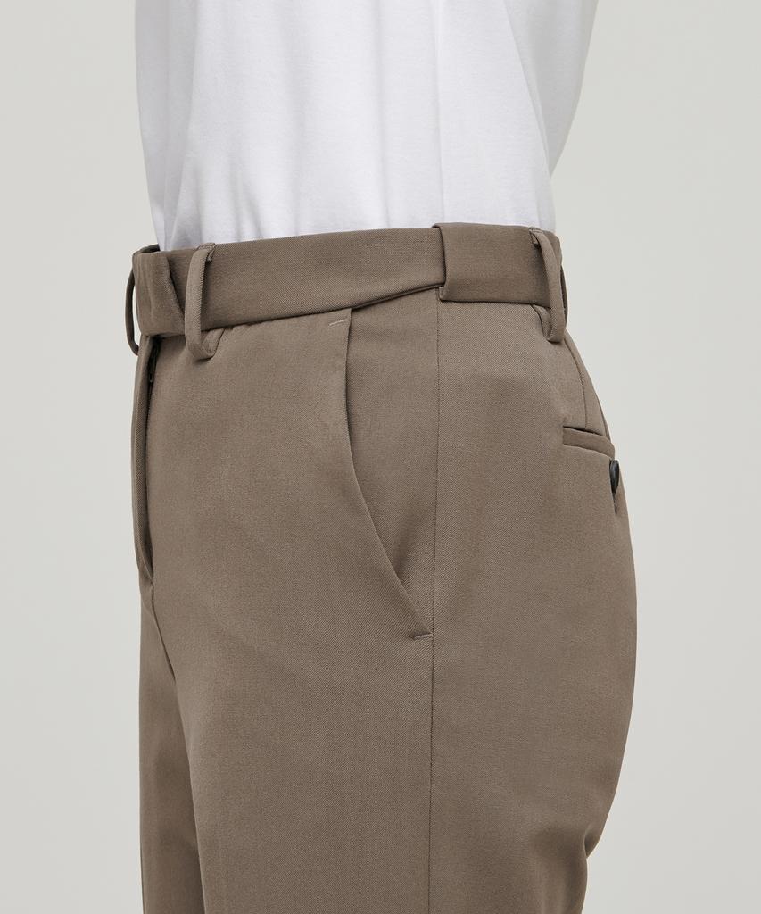 MUSINSA STANDARD WOMAN Women'S Slim Straight Hidden Elastic Waist Slacks [Dusty Beige]