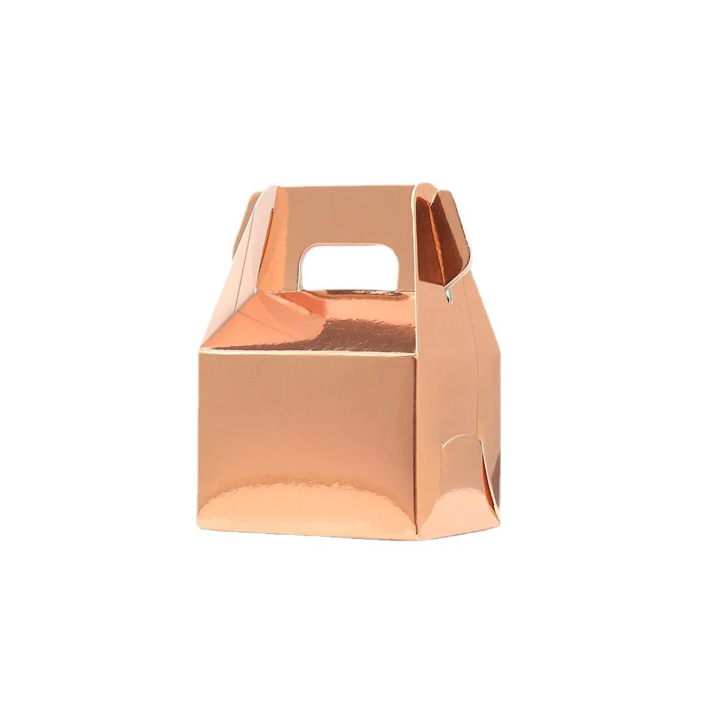 6pcs Festival Party Cake Box Candy Box Handheld Gold Card Box Creative Wedding Candy Box Horn Paper Box Candy Cake Packaging