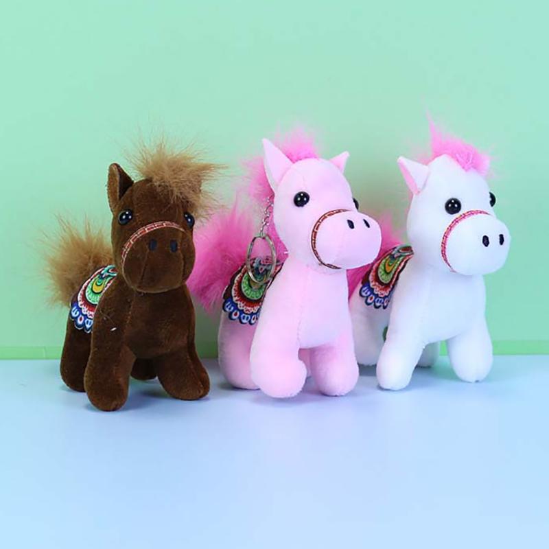 Mini Simulação Boneca Pônei Cavalo Dragão Branco de Pelúcia Pingente Presente Estudante Jardim de Infância Boneca Fofa Chaveiro Boneca