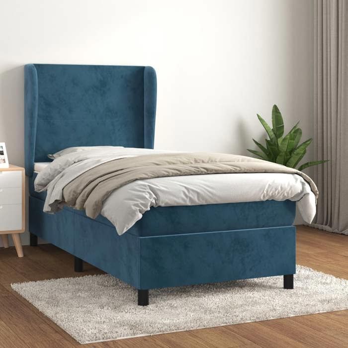 3129079 vidaXL Divan Bed with Mattress Dark Blue 100x200 Cm