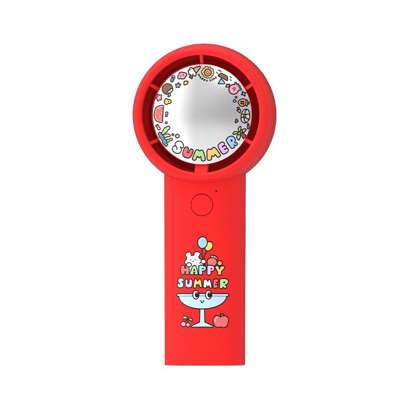 Turbo Handheld Mini USB Rechargeable Fan with Reflective Mirror for Desk, Travel, and Outdoors