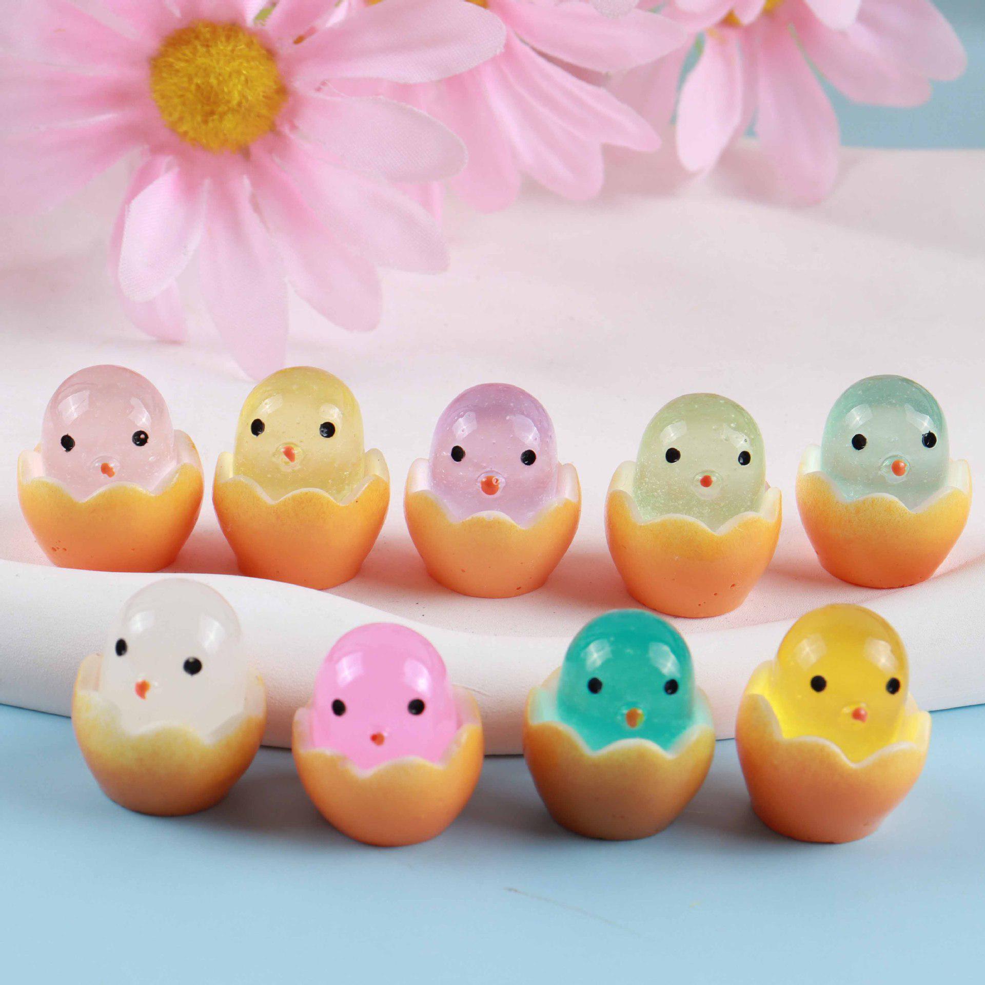 Светящееся Яйцо Вафля Вылупляющийся Цыпленок Смола Ювелирное Изделие Брелок для Детей