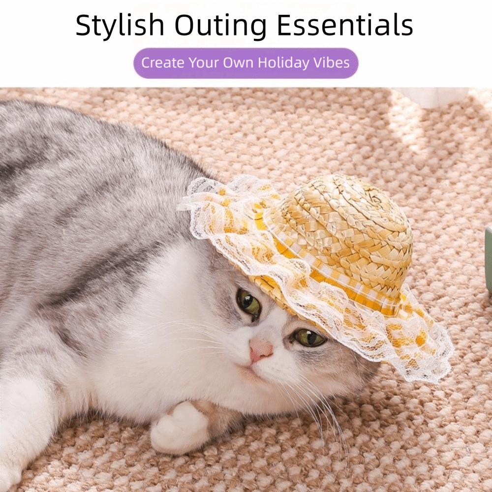 Wide Brim Cat Sun Hat Adjustable Dog Fisherman Hat Fashion Pet Sunshade Hat  Outdoor Shade