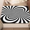 Optical Illusion Spiral Black White Crystal Velvet Rug Modern Abstract Design Living RoomDecorHypnotic Pattern FloorMat Artistic