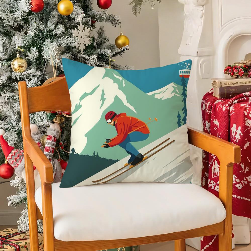 Ski Resort Prop Pillow Case Silky elegant Comfort Sofa Bed Invisible zipper