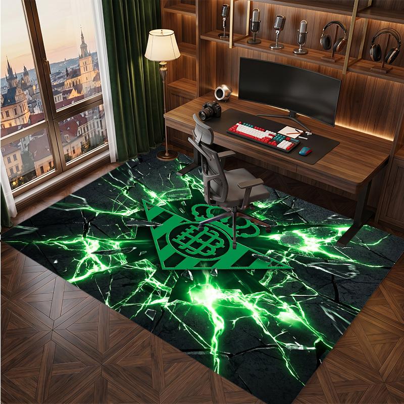 Real Betis Football Print Crystal Velvet Rug, Comfortable Water Absorbent Non Slip Indoor Floor Carpet