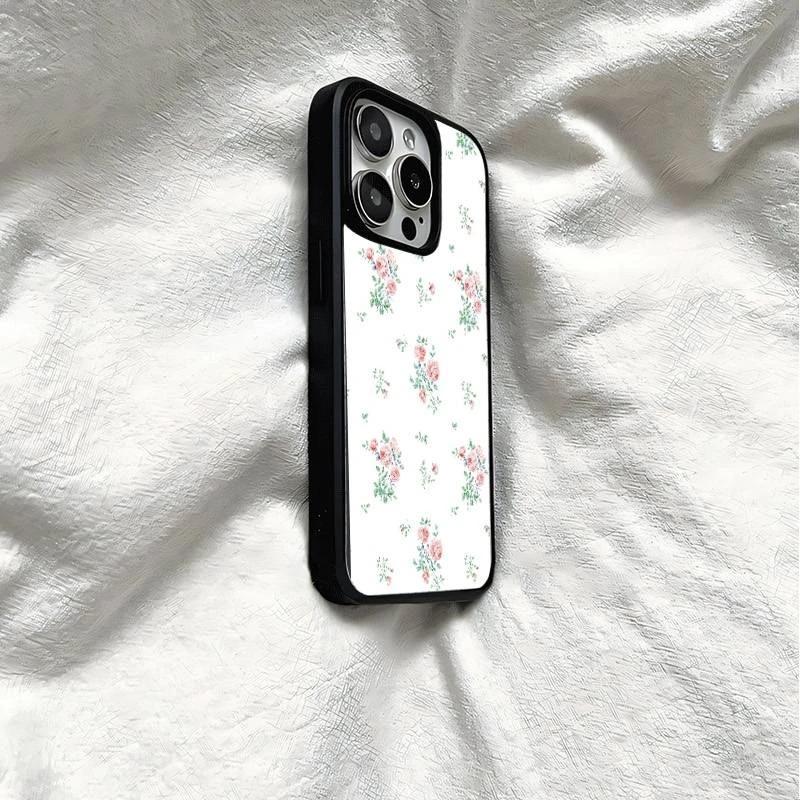 Korean fresh small floral application iPhone17promax mobile phone case 15 girl 16 matte PC13 large hole 14