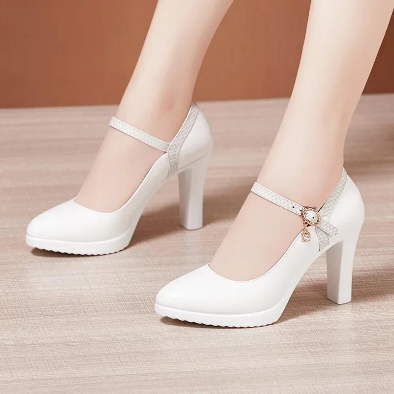 8 10 13cm Small Size 32-43 Elegant Thick Bottom Platform Pumps Women 2025 Fall Block High Heels Shoes Dress Model Office Party