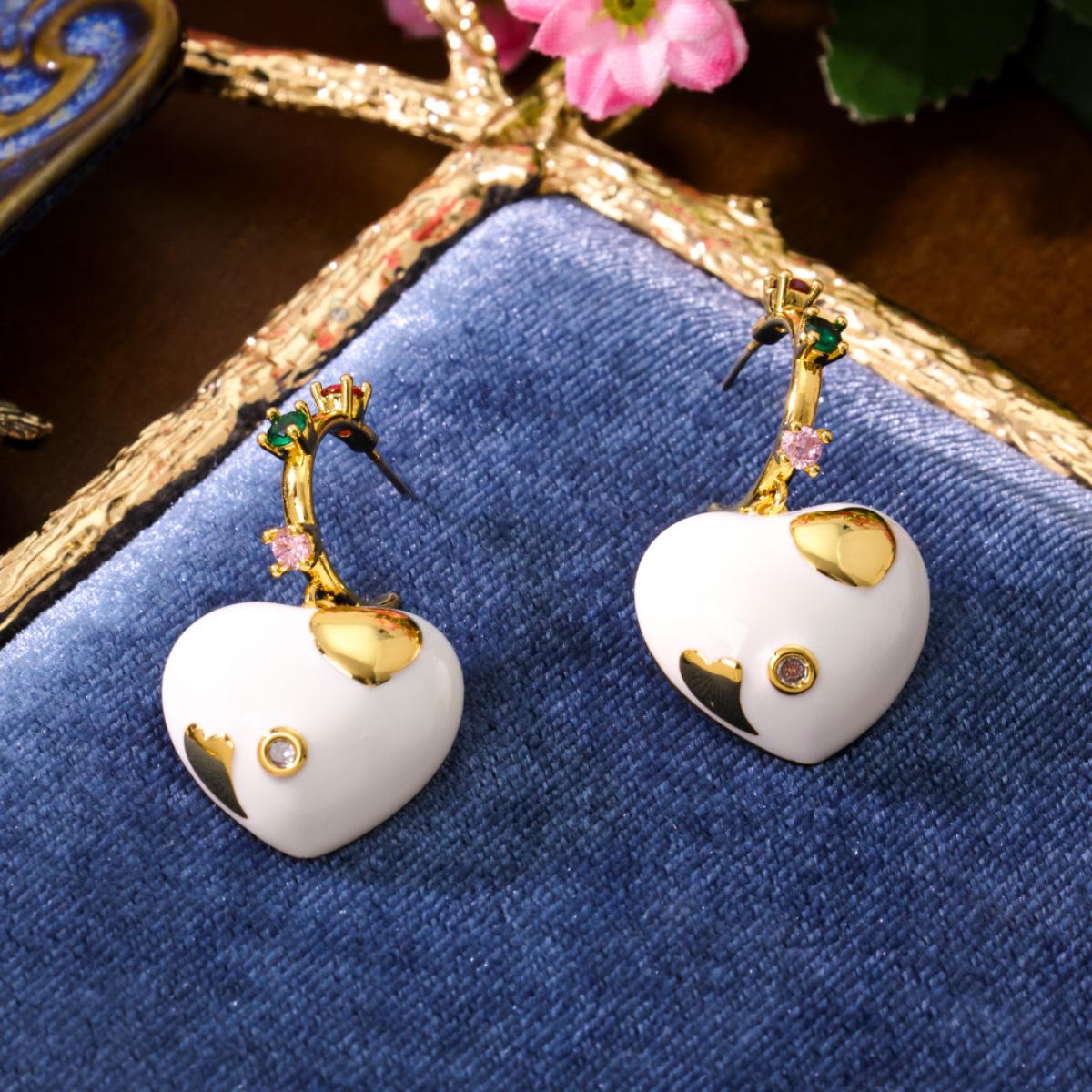 Эмалевые серьги-капли в стиле Майяра, глазурованные, в форме сердца, нишевые, высококачественные, универсальные, для женщин