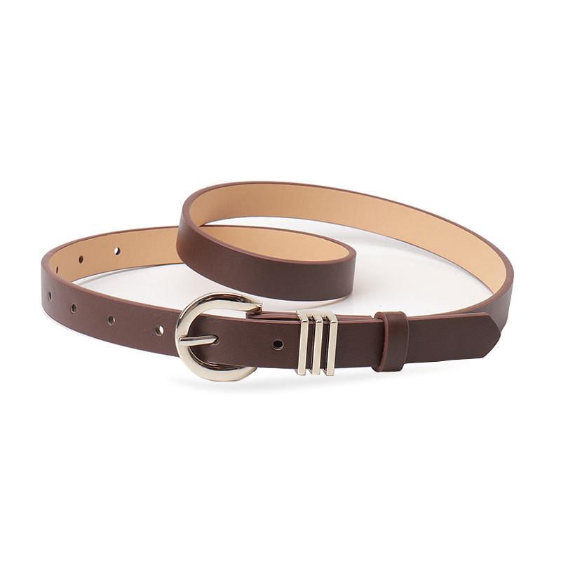 Minimalist Womens Leather Belt For Jeans And Trousers With Gold Alloy Buckle