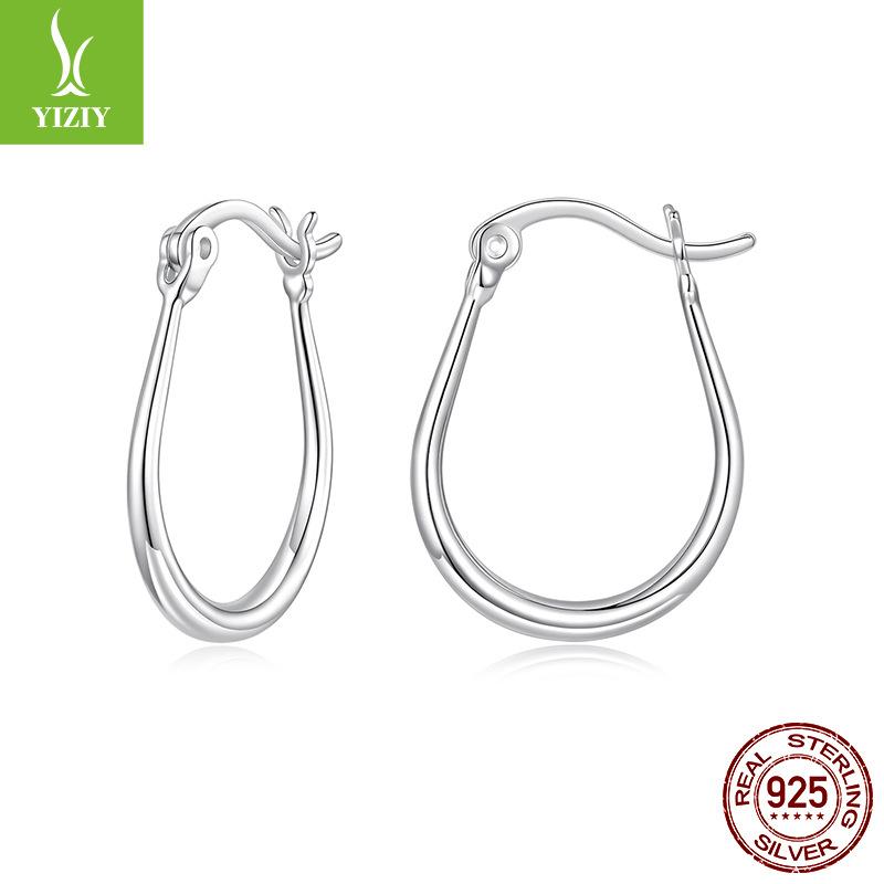

Simple Oval Plain Silver Earrings Earrings Fashion Basic Versatile S925 Sterling Silver Earrings 925 silver