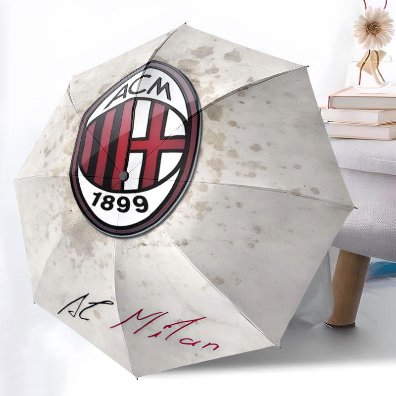 AC Milan logo pattern, automatic folding umbrella, portable and foldable design, 8 ribs, a Christmas or birthday gift.