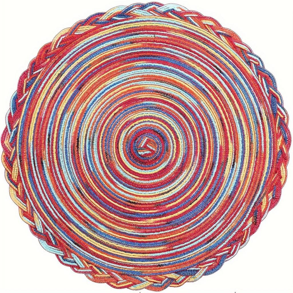 European Round Cotton Yarn Non-Slip Washable Woven Placemat - Simple Dining Table Insulation Mat