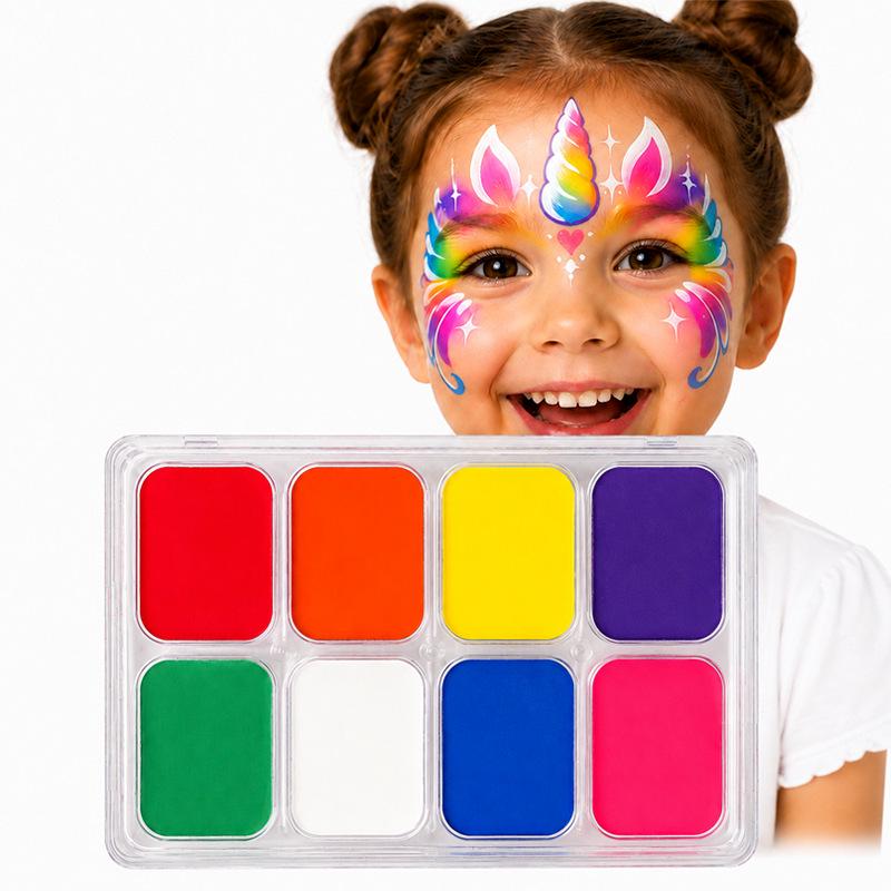 8-Color Water-Soluble Body Paint Kit for Kids: Face Paint for Sports, Halloween, and Christmas