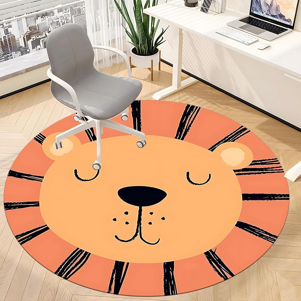 1pc Lion Face Office Round Rug, Non-slip, Soft and Durable Office Rug for Interior Decoration, Perfect for Office, Beautiful Decoration yy260312032