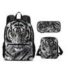 Nuovo Set da 3 Pezzi Zaino Tigre Astuccio Borsa a Spalla Stampa Animale Grande Capacità per Viaggi all'Aperto Ragazzi e Ragazze Regali di Compleanno Scolastici
