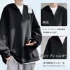 Bligo Long Sleeve Layered Oversized Loose Drop Round Long Cut and Sewn Men's Hoodie, Look, V-Neck, Popular, Fit, Comfortable, Shoulder, Casual,