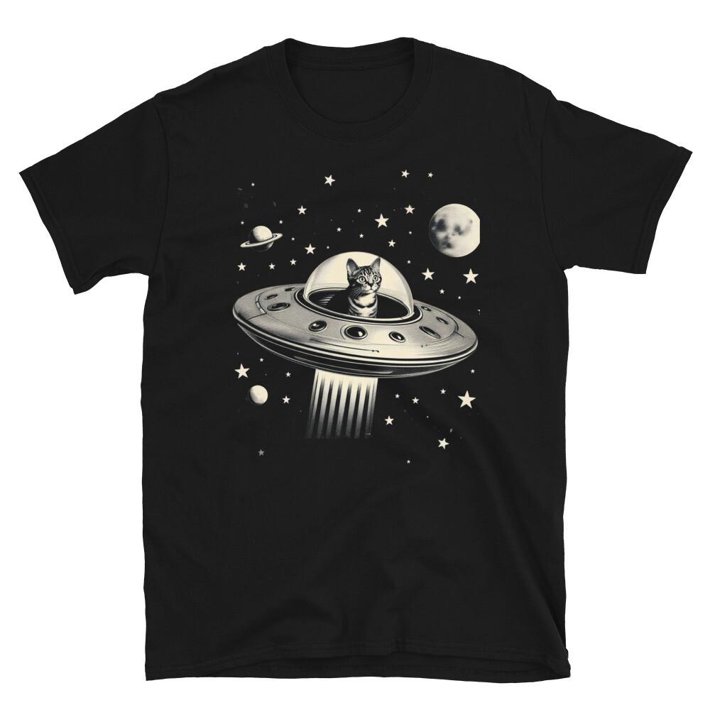 UFO Cat Adorable Cat in UFO Cute Alien Cat Sci-Fi Short-Sleeve Unisex T-Shirt Unisex T-Shirt XXXL 1950₽