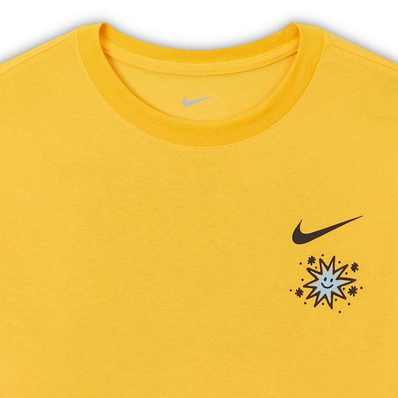 Nike Футболка с короткими рукавами и короткими рукавами с рисунком солнца и принтом в виде букв, мужские топы, желтый DV3189-728