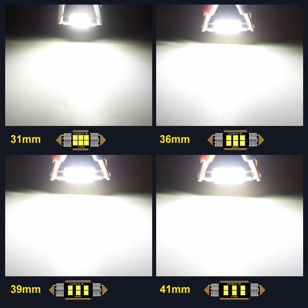 1x C5W LED-Glühbirne, Canubs, 12 V, 6 SMD, superhell, weiß, C10W LED-Soffitte, 31 mm, 36 mm, 39 mm, 41 mm, fehlerfrei, Innenbeleuchtung