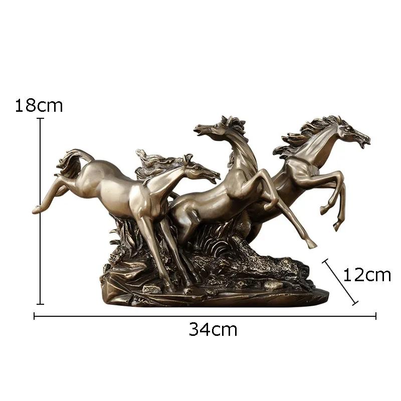 

Copper Horse Statue Resin Crafts Desk Decoration Ornaments Steed Sculpture Artwork Horse Herd Furnishings Vintage Home Decor