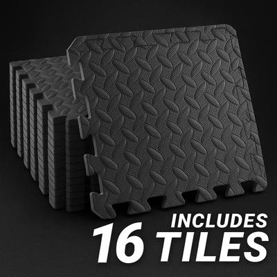 Alfombrilla de Yoga Fitness de 16 Piezas, Alfombrilla Puzzle de Espuma EVA Suave, Alfombrilla de Gimnasio Antideslizante Entrelazada, Alfombrilla Protectora para Equipos de Fitness