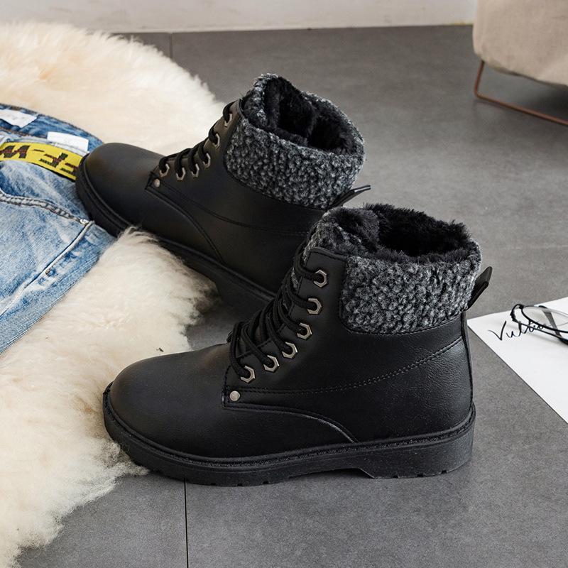 New Autumn and Winter Women's Plus Size Plus Velvet Martin Boots Anti-slip Thick Warm Snow Boots Ankle Boots