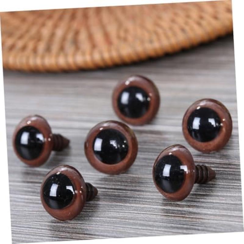 20 Pieces Safety Eyes Plastic Brown for Amigurumi Plush Toy Crafting with Sparkling Gloss and Realistic Look for DIY Teddy Bears and Stuffed Animals