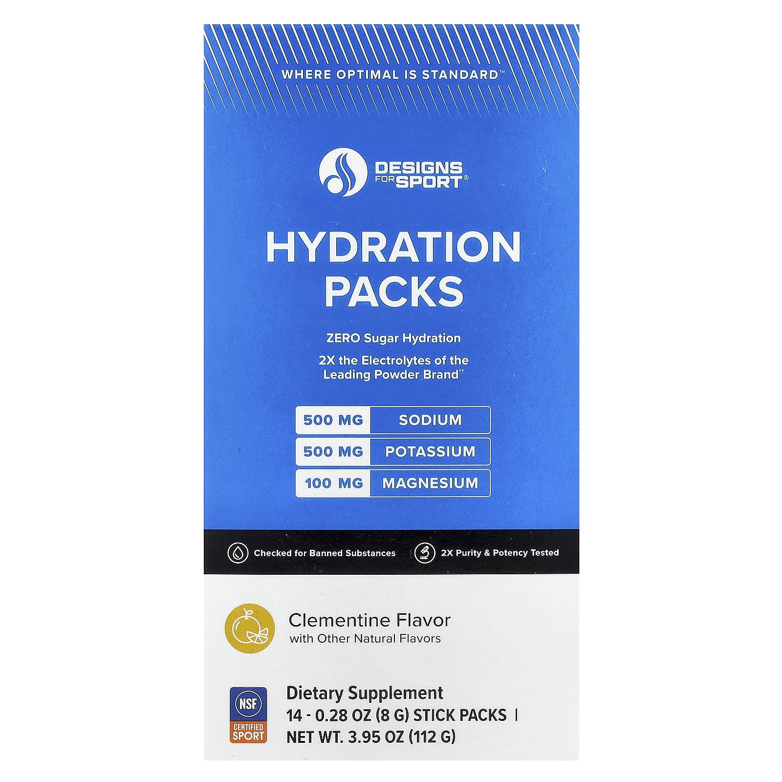

Designs for Sport®, Hydration Pack, Clementine, 14 Stick Packs, 8G (0.28Oz) Each