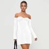 Autumn and Winter New Women's Long-sleeved Dress European and American Sexy One-word Neck Tube Top Backless Hip Skirt