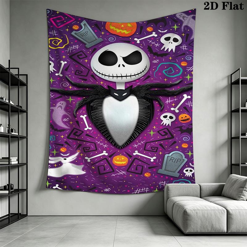 Jack Skellington Halloween Tshirt Tapestry Background Cloth Fashion Print Wall Decoration Atmospheric Background Cloth Wall Covering Decoration