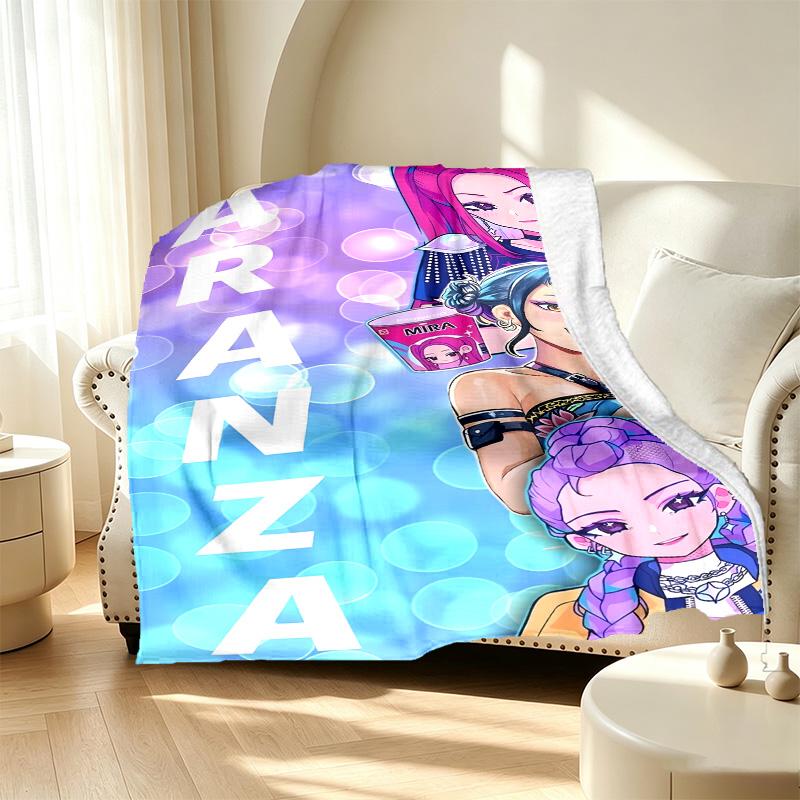KPop Demon Hunters Pattern Blanket for Home Decoration, Bed, Sofa, Car Travel, Camping, Suitable for All Seasons, Birthday Christmas Gift