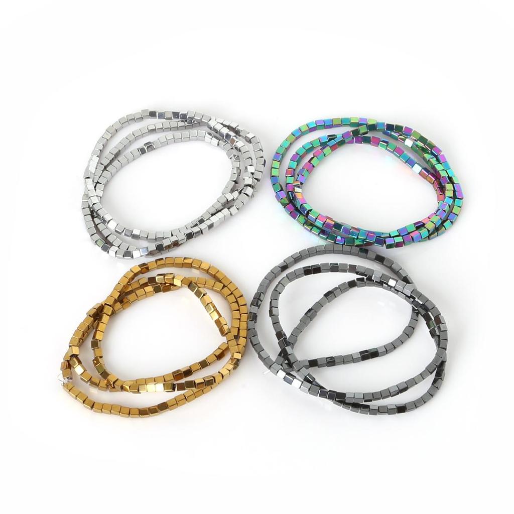 140Pcs Natural Stone Beads Cube Square Shape Loose Spacer Beads For Diy Jewelry Making